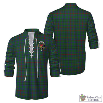 Moncrieff of Atholl Tartan Men's Scottish Traditional Jacobite Ghillie Kilt Shirt with Family Crest