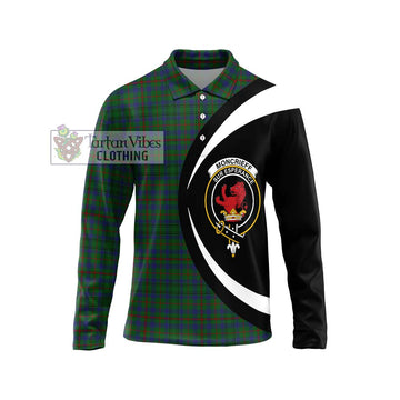 Moncrieff of Atholl Tartan Long Sleeve Polo Shirt with Family Crest Circle Style