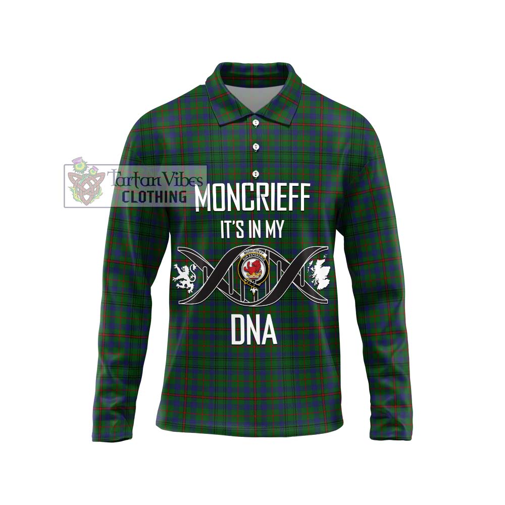 Moncrieff of Atholl Tartan Long Sleeve Polo Shirt with Family Crest DNA In Me Style Unisex - Tartanvibesclothing Shop