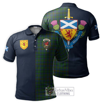 Moncrieff of Atholl Tartan Polo Shirt Alba with Scottish Lion Royal Arm Half Style