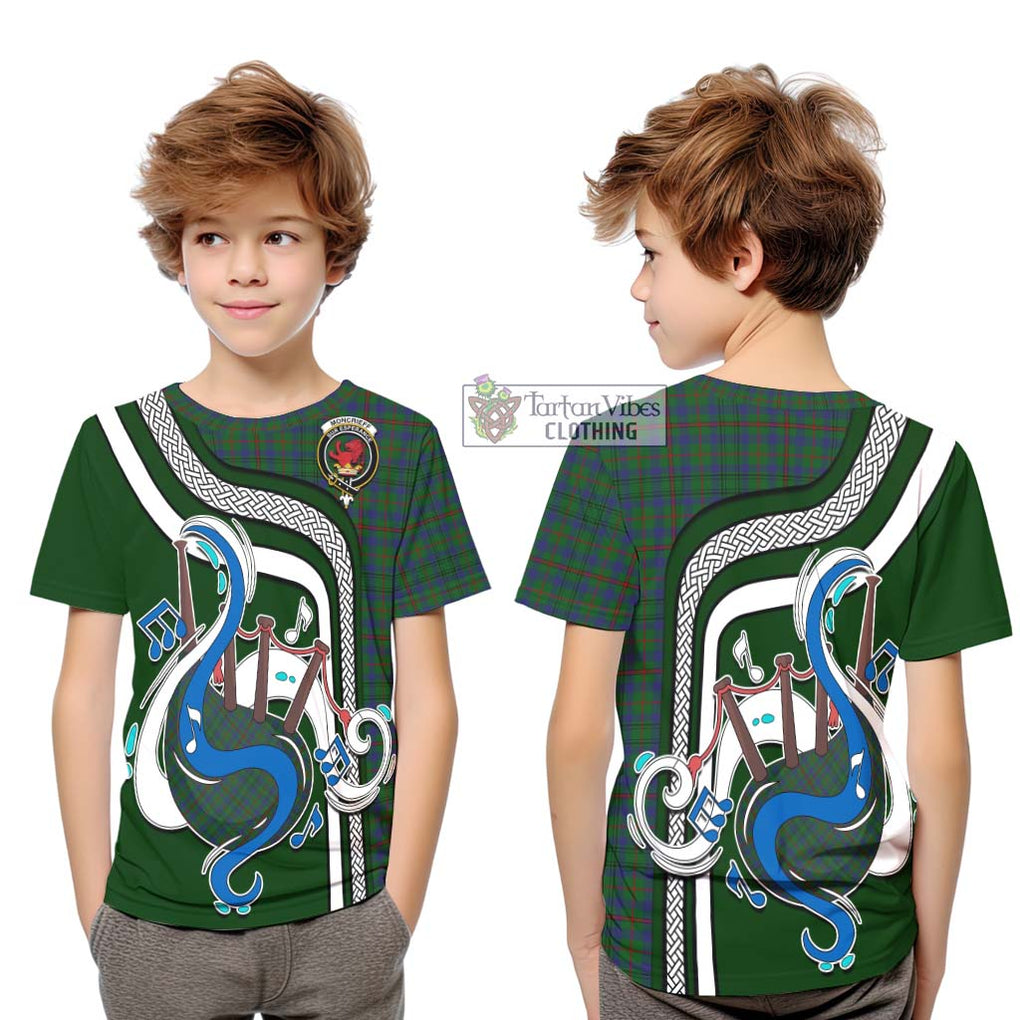 Tartan Vibes Clothing Moncrieff of Atholl Tartan Kid T-Shirt with Epic Bagpipe Style