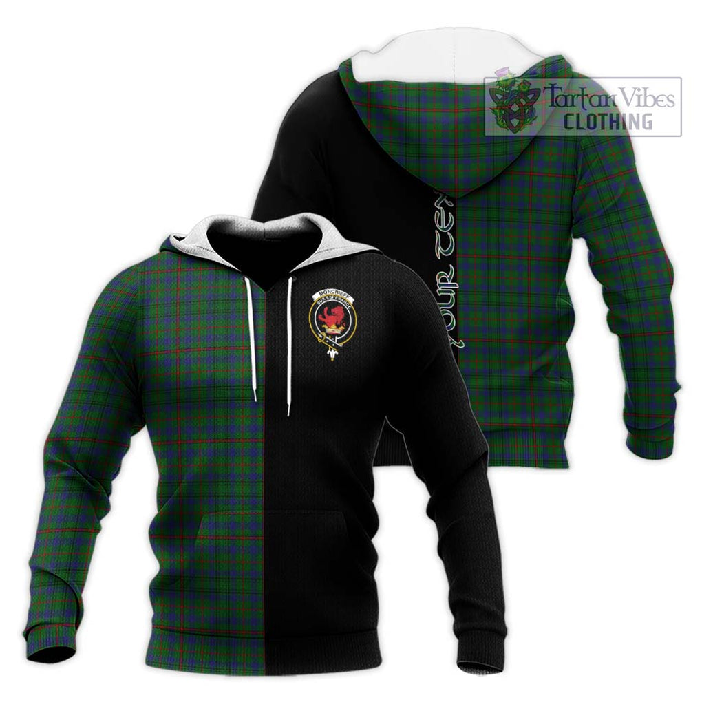 Moncrieff of Atholl Tartan Knitted Hoodie with Family Crest and Half Of Me Style Unisex Knitted Pullover Hoodie - Tartanvibesclothing Shop