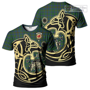 Moncrieff of Atholl Tartan T-Shirt with Family Crest Celtic Wolf Style