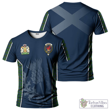 Moncrieff of Atholl Tartan T-Shirt with Family Crest and Scottish Thistle Vibes Sport Style