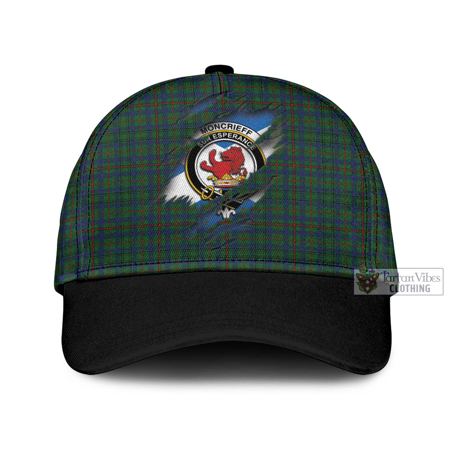 Tartan Vibes Clothing Moncrieff of Atholl Tartan Classic Cap with Family Crest In Me Style