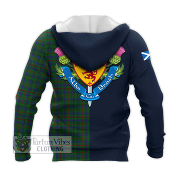 Moncrieff of Atholl Tartan Knitted Hoodie Alba with Scottish Lion Royal Arm Half Style