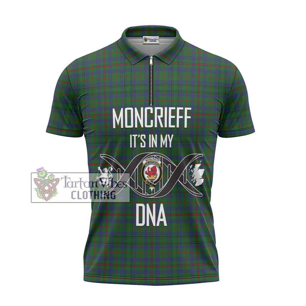 Moncrieff of Atholl Tartan Zipper Polo Shirt with Family Crest DNA In Me Style - Tartanvibesclothing Shop