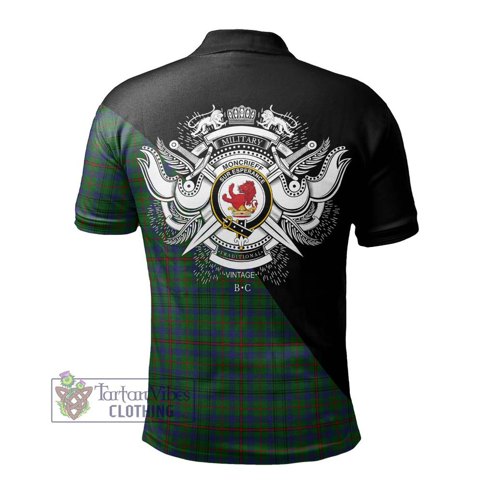 Moncrieff of Atholl Tartan Polo Shirt with Family Crest and Military Logo Style - Tartanvibesclothing Shop