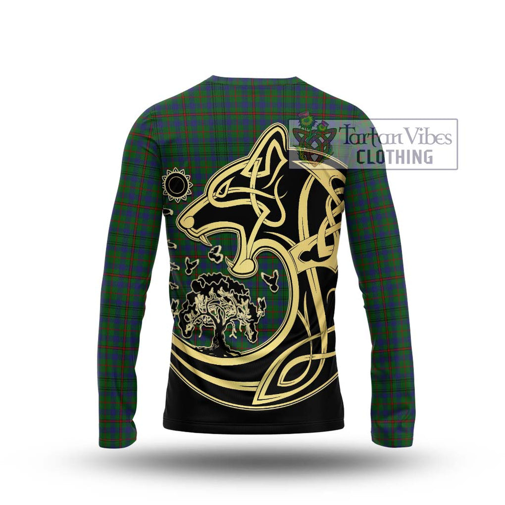 Moncrieff of Atholl Tartan Long Sleeve T-Shirt with Family Crest Celtic Wolf Style - Tartan Vibes Clothing