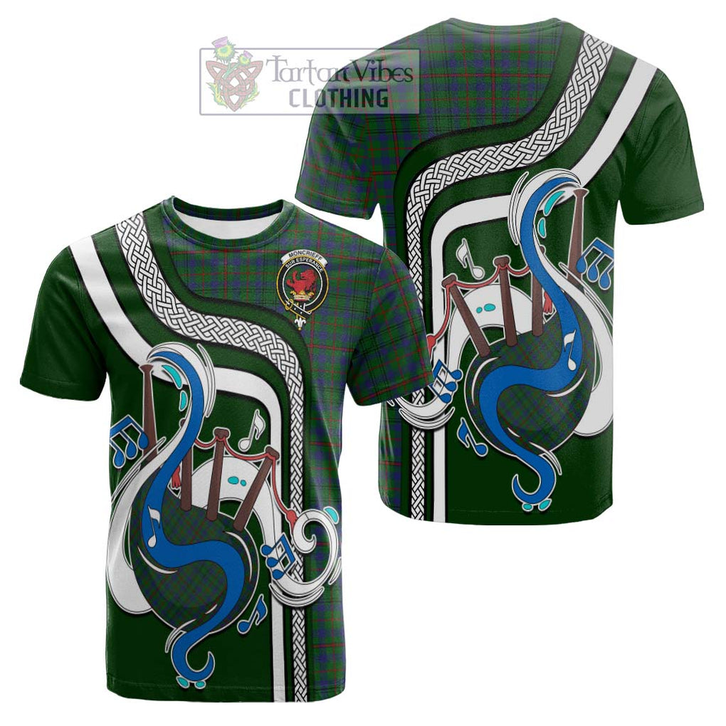 Tartan Vibes Clothing Moncrieff of Atholl Tartan Cotton T-shirt with Epic Bagpipe Style