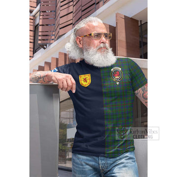 Moncrieff of Atholl Tartan Cotton T-shirt with Scottish Lion Royal Arm Half Style