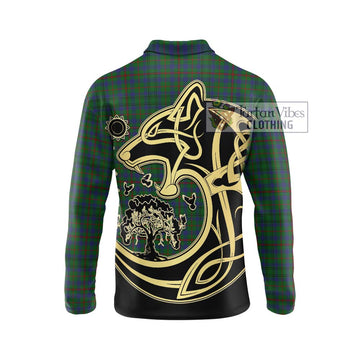 Moncrieff of Atholl Tartan Long Sleeve Polo Shirt with Family Crest Celtic Wolf Style