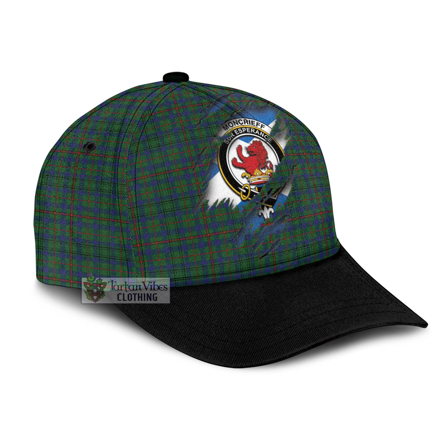 Tartan Vibes Clothing Moncrieff of Atholl Tartan Classic Cap with Family Crest In Me Style