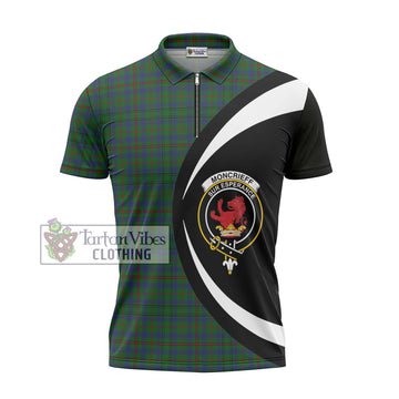 Moncrieff of Atholl Tartan Zipper Polo Shirt with Family Crest Circle Style