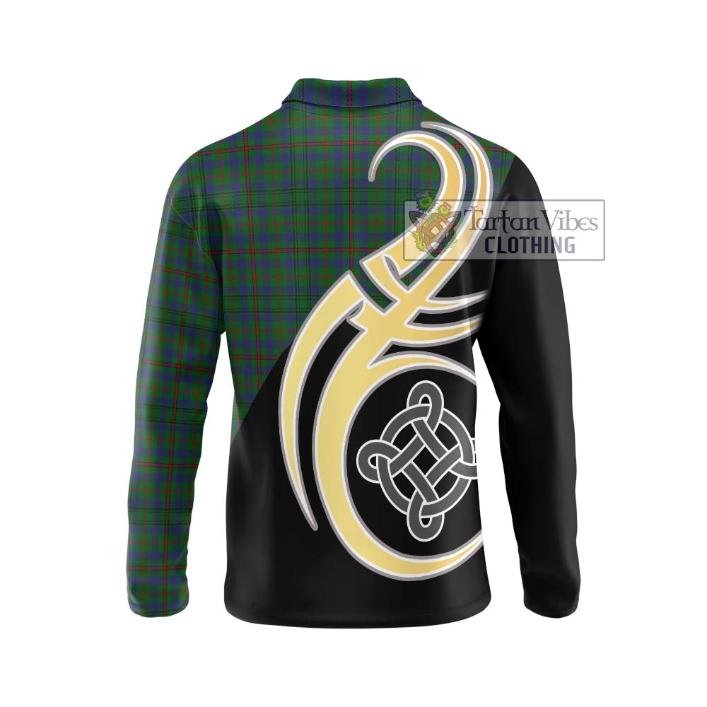 Moncrieff of Atholl Tartan Long Sleeve Polo Shirt with Family Crest and Celtic Symbol Style - Tartan Vibes Clothing