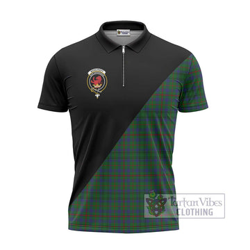 Moncrieff of Atholl Tartan Zipper Polo Shirt with Family Crest and Military Logo Style