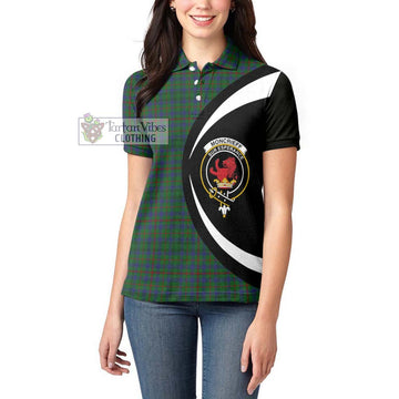 Moncrieff of Atholl Tartan Women's Polo Shirt with Family Crest Circle Style