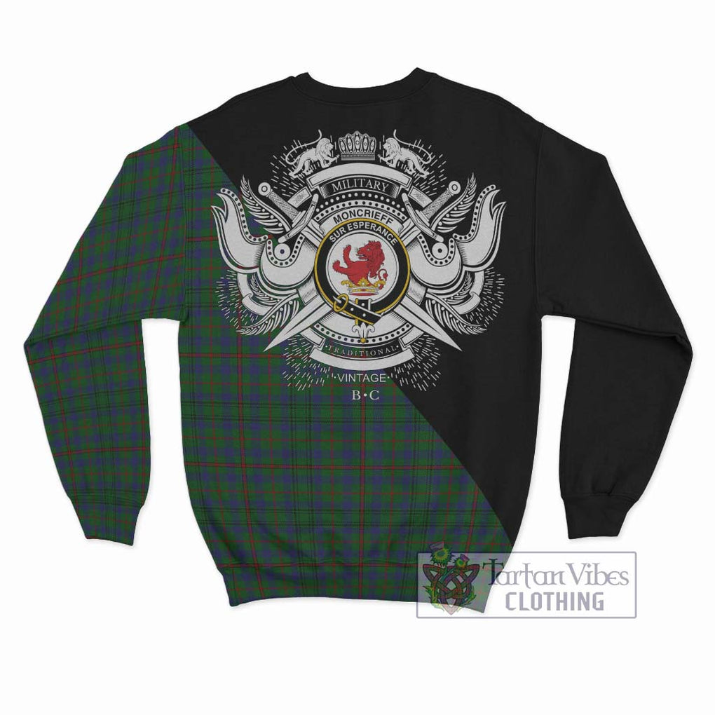 Moncrieff of Atholl Tartan Sweatshirt with Family Crest and Military Logo Style - Tartanvibesclothing Shop