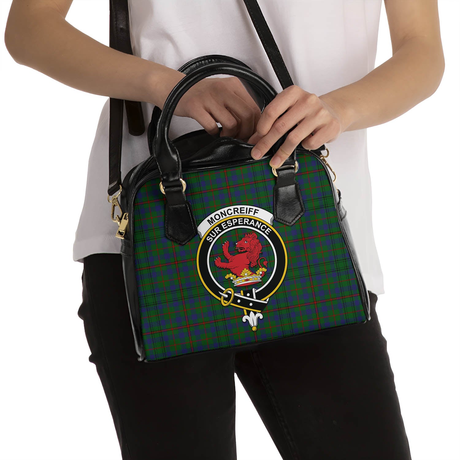 Moncrieff of Atholl Tartan Shoulder Handbags with Family Crest - Tartanvibesclothing