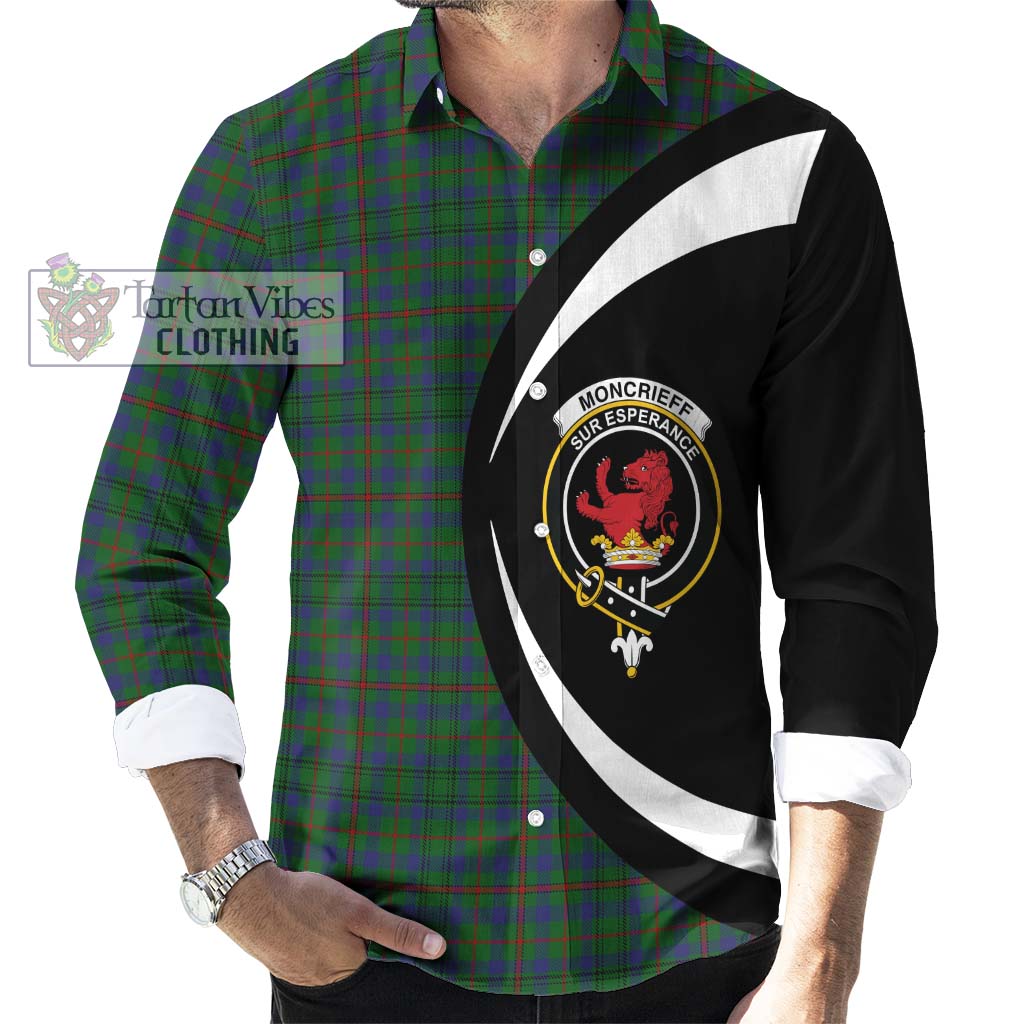 Moncrieff of Atholl Tartan Long Sleeve Button Up with Family Crest Circle Style - Tartan Vibes Clothing