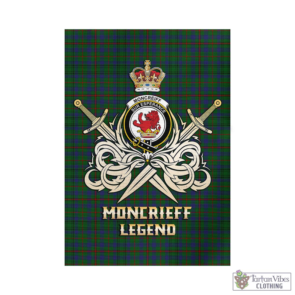 Tartan Vibes Clothing Moncrieff of Atholl Tartan Flag with Clan Crest and the Golden Sword of Courageous Legacy