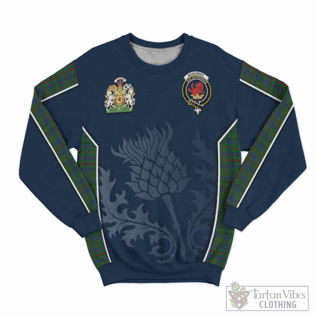 Tartan Vibes Clothing Moncrieff of Atholl Tartan Sweatshirt with Family Crest and Scottish Thistle Vibes Sport Style