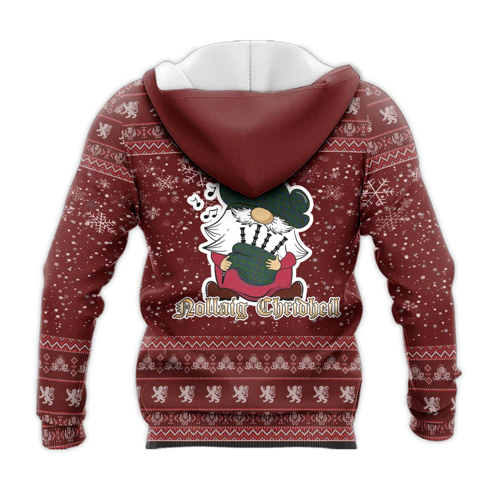 Moncrieff of Atholl Clan Christmas Knitted Hoodie with Funny Gnome Playing Bagpipes - Tartanvibesclothing