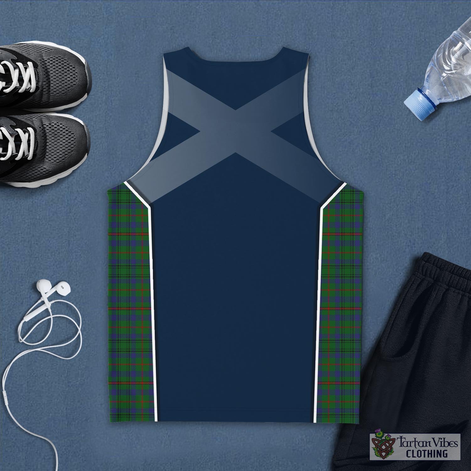 Tartan Vibes Clothing Moncrieff of Atholl Tartan Men's Tanks Top with Family Crest and Scottish Thistle Vibes Sport Style