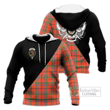 Monroe Ancient Tartan Knitted Hoodie with Family Crest and Military Logo Style