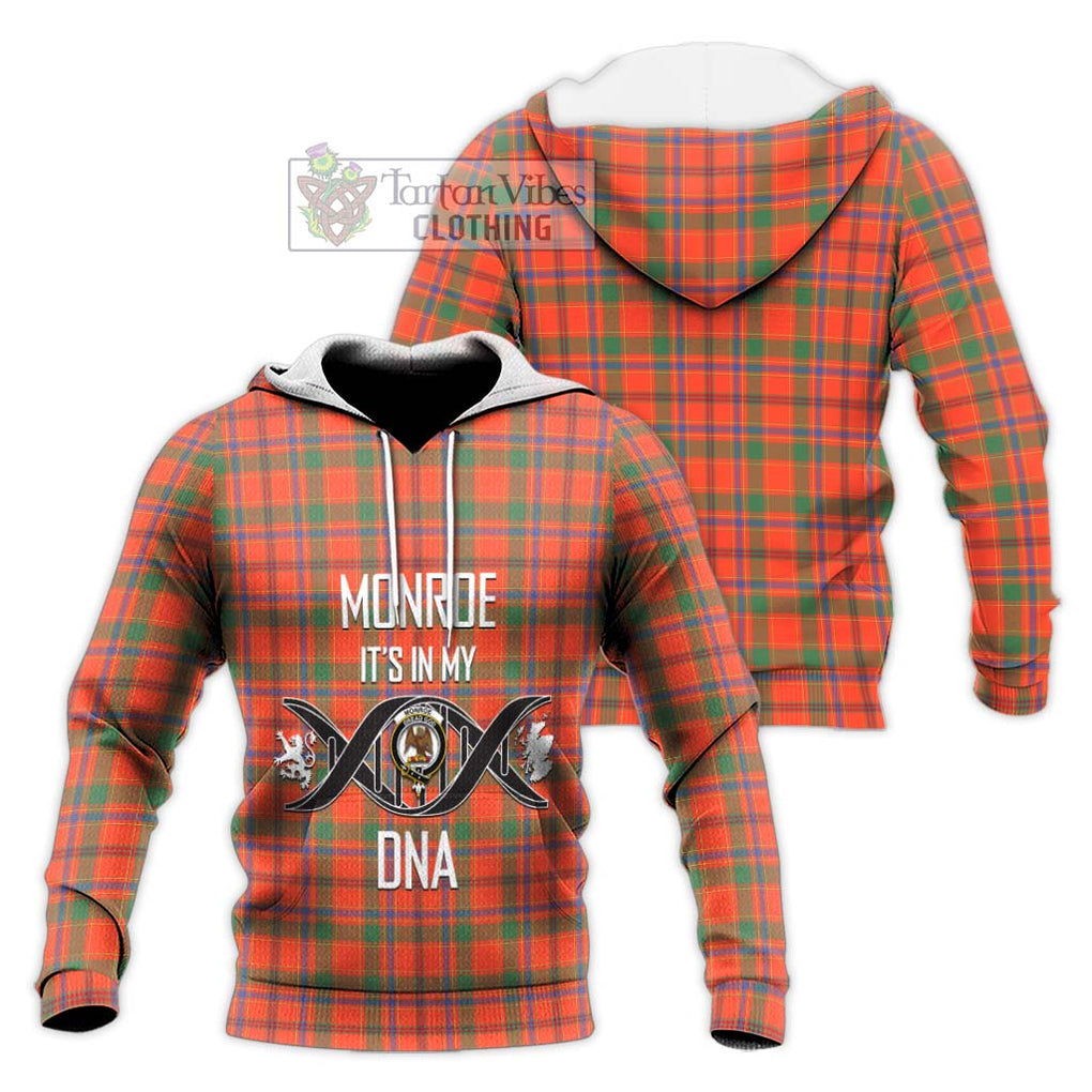 Monroe Ancient Tartan Knitted Hoodie with Family Crest DNA In Me Style Unisex Knitted Pullover Hoodie - Tartanvibesclothing Shop