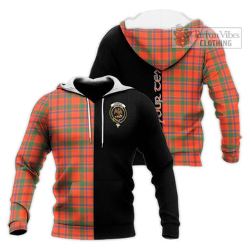 Monroe Ancient Tartan Knitted Hoodie with Family Crest and Half Of Me Style