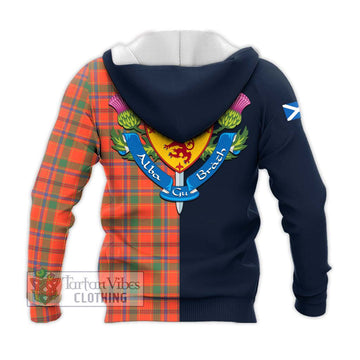 Monroe Ancient Tartan Knitted Hoodie Alba with Scottish Lion Royal Arm Half Style