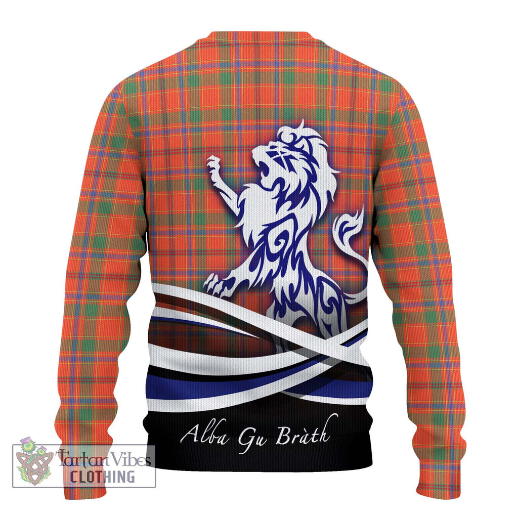 Monroe Ancient Tartan Knitted Sweater with Alba Gu Brath Regal Lion Emblem - Tartanvibesclothing Shop