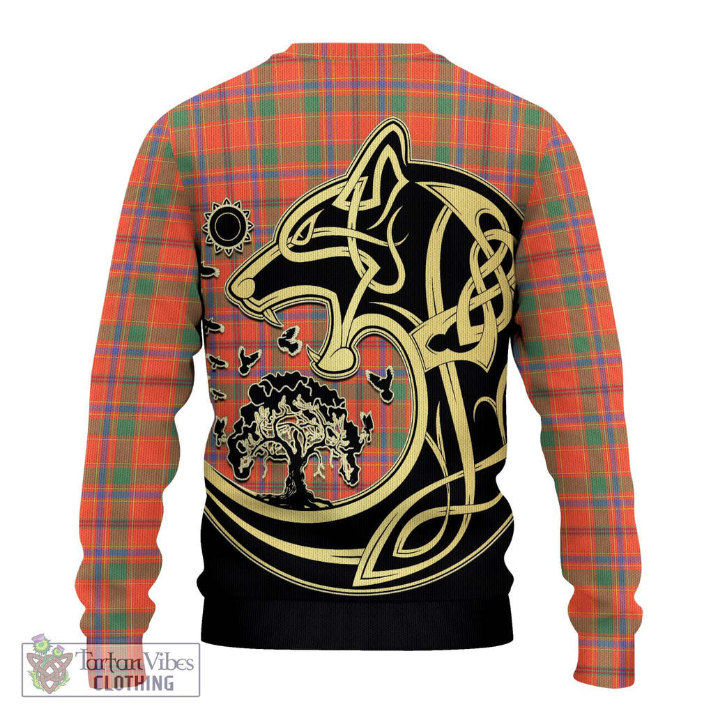 Monroe Ancient Tartan Knitted Sweater with Family Crest Celtic Wolf Style - Tartan Vibes Clothing