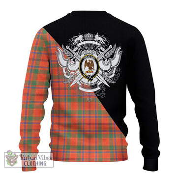 Monroe Ancient Tartan Ugly Sweater with Family Crest and Military Logo Style