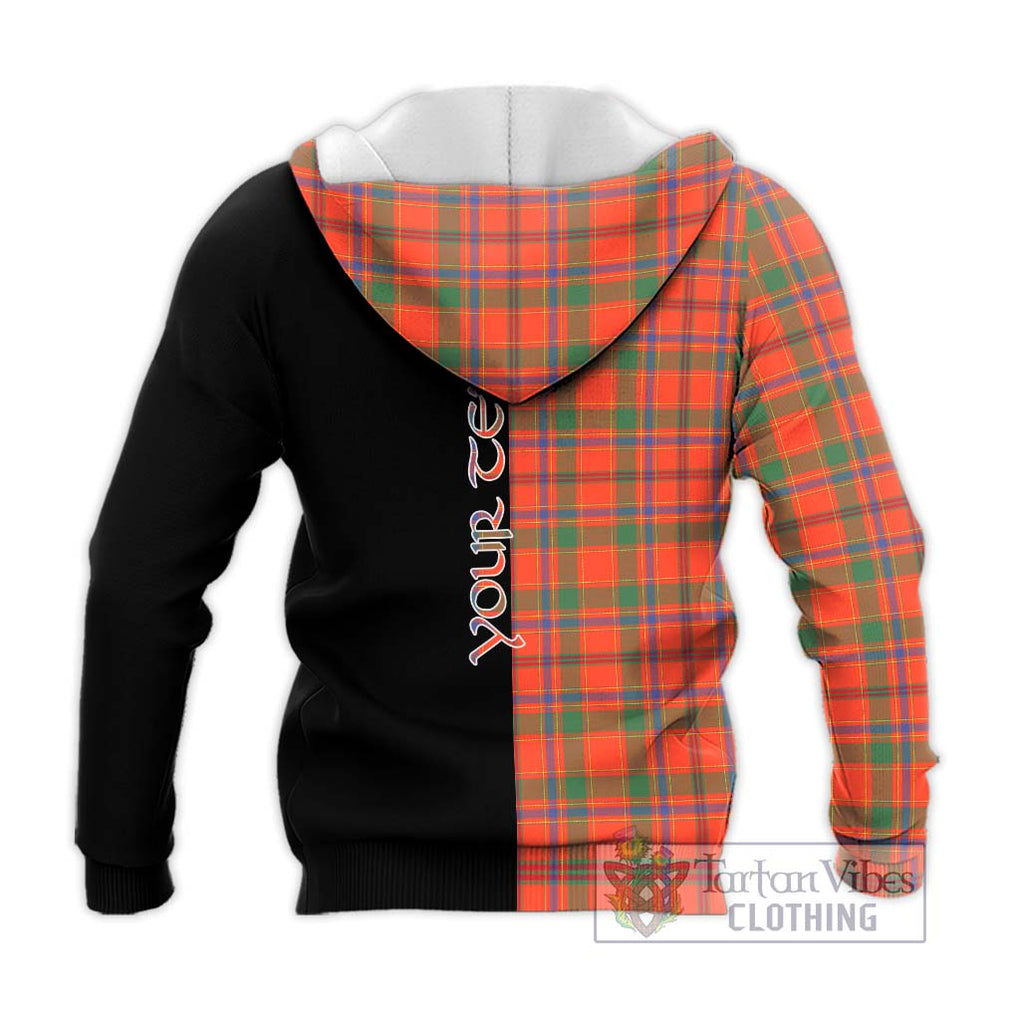 Monroe Ancient Tartan Knitted Hoodie with Family Crest and Half Of Me Style - Tartanvibesclothing Shop