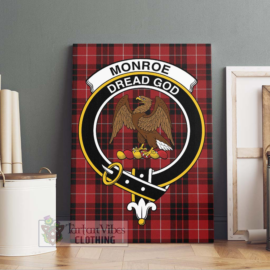 Monroe Black and Red Tartan Canvas Print Wall Art with Family Crest Without Frame - Tartan Vibes Clothing