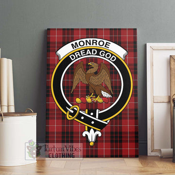 Monroe Black and Red Tartan Canvas Print Wall Art with Family Crest