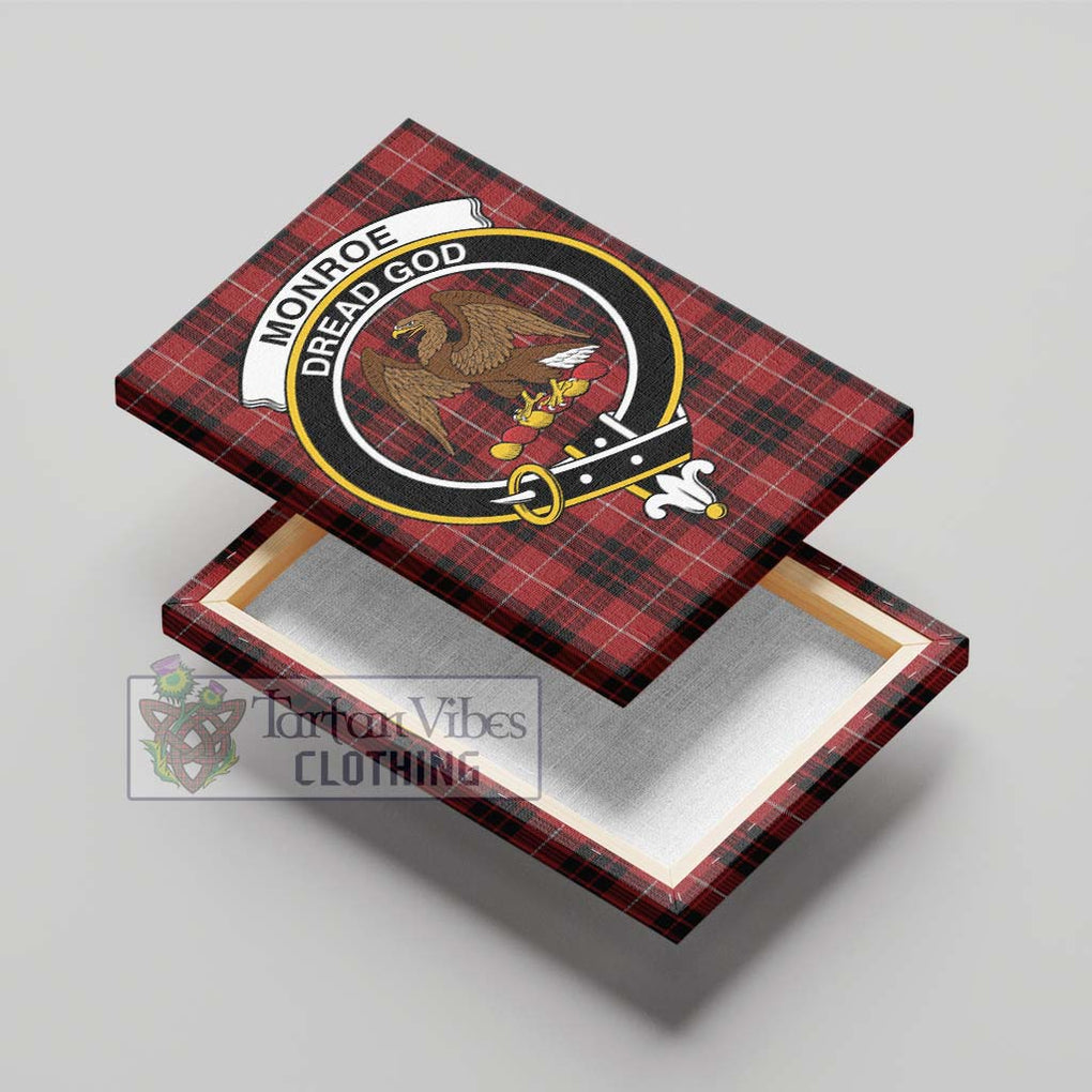 Monroe Black and Red Tartan Canvas Print Wall Art with Family Crest - Tartan Vibes Clothing