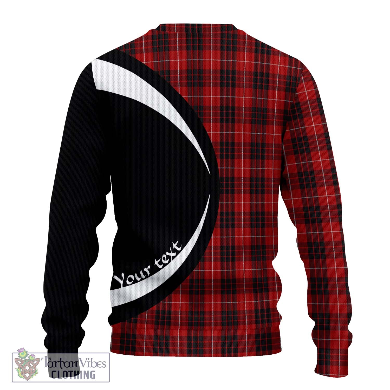 Monroe Black and Red Tartan Knitted Sweater with Family Crest Circle Style - Tartan Vibes Clothing