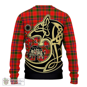 Monroe Modern Tartan Ugly Sweater with Family Crest Celtic Wolf Style