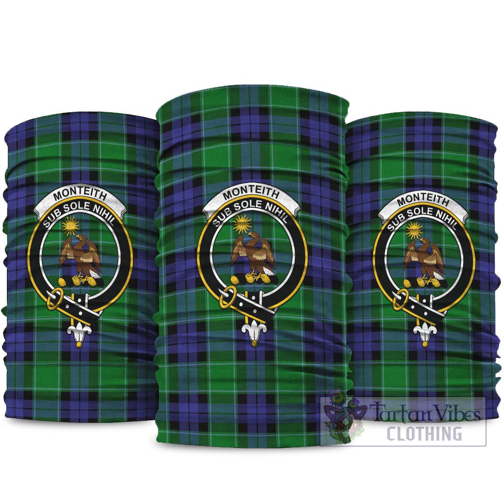 Monteith Tartan Neck Gaiters, Tartan Bandanas, Tartan Head Band with Family Crest