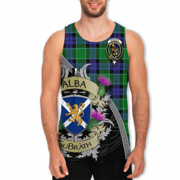 Monteith Tartan Family Crest Men's Tank Top Lion Rampant Royal Thistle Shield Celtic Inspired Men - Tartan Vibes Clothing