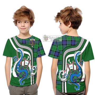 Monteith Tartan Kid T-Shirt with Epic Bagpipe Style