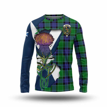 Monteith Tartan Family Crest Long Sleeve T-Shirt Scottish Thistle Celtic Inspired Unisex - Tartan Vibes Clothing