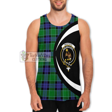 Monteith Tartan Men's Tank Top with Family Crest Circle Style