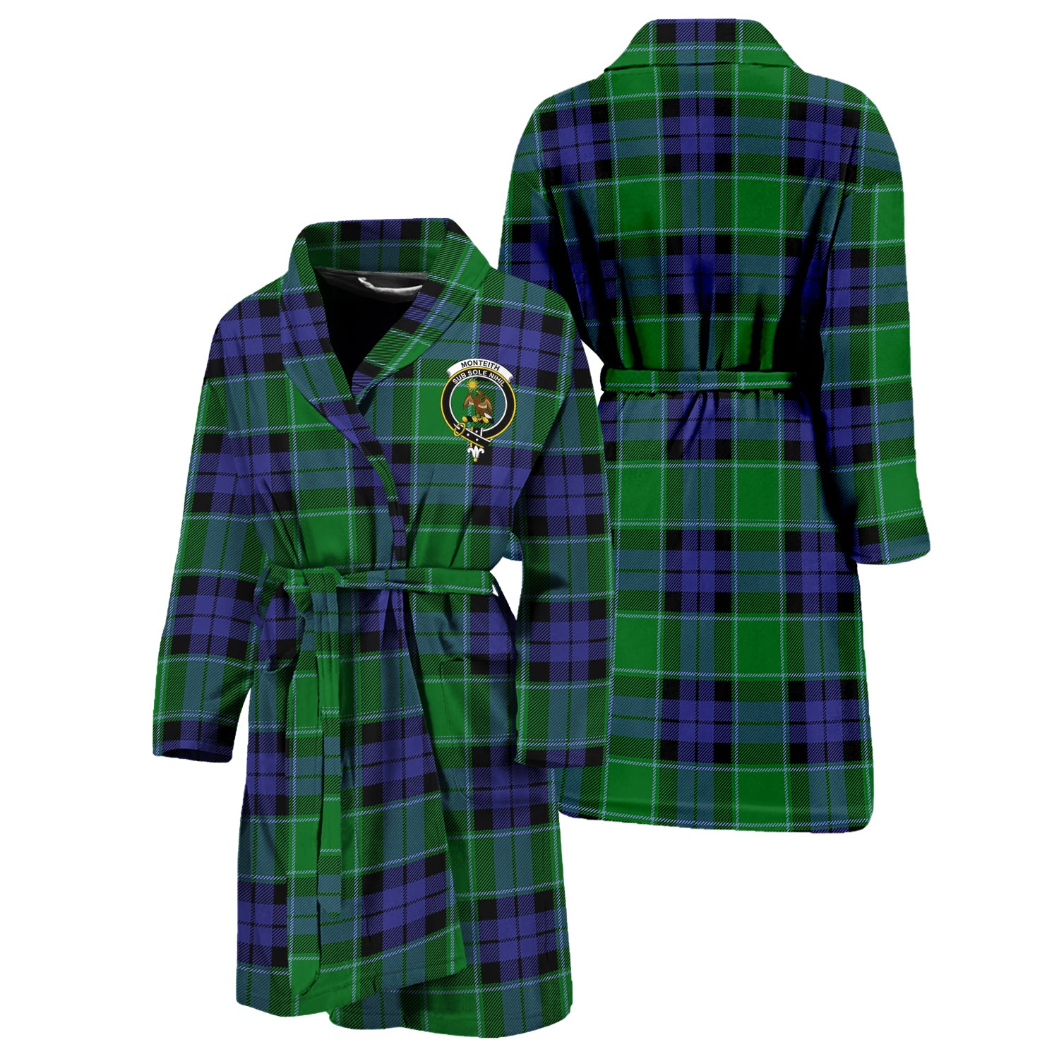 Monteith Tartan Bathrobe with Family Crest Unisex S - Tartan Vibes Clothing