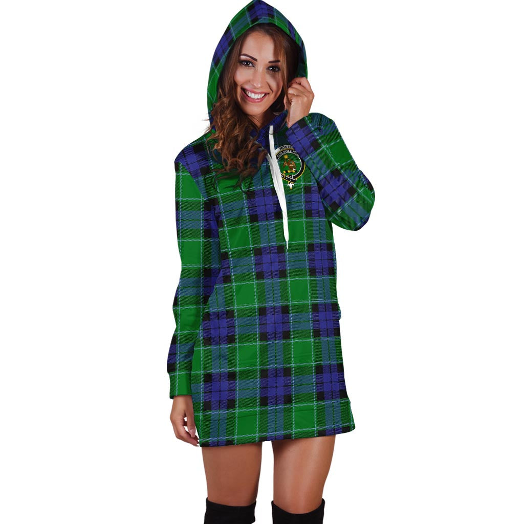 Monteith Tartan Hoodie Dress with Family Crest - Tartan Vibes Clothing