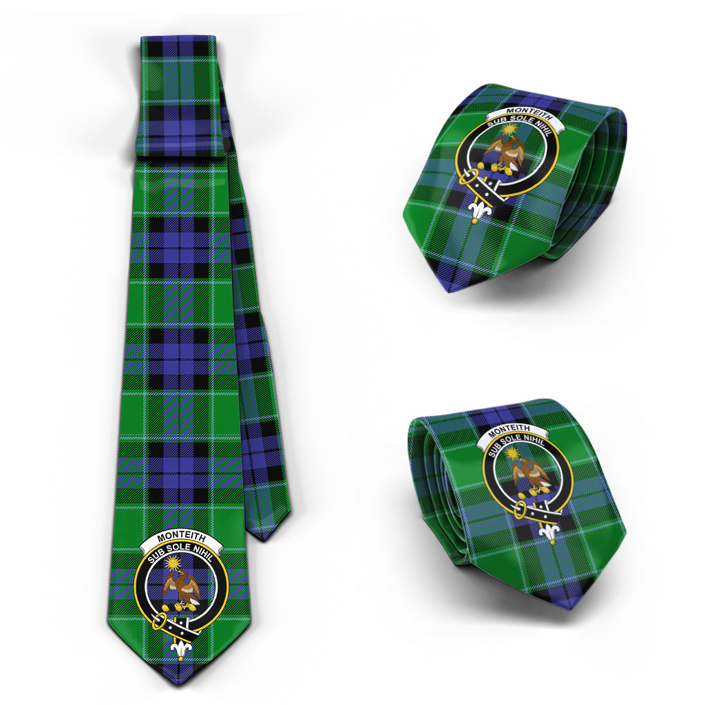 Monteith Tartan Classic Necktie with Family Crest Necktie One Size - Tartan Vibes Clothing