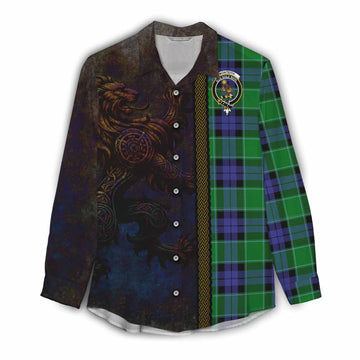 Monteith Tartan Family Crest Women's Casual Shirt Alba Gu Brath Be Brave Lion Ancient Style Female - Tartan Vibes Clothing